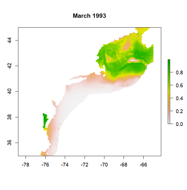 Example layer from GAM predictions rasterStack